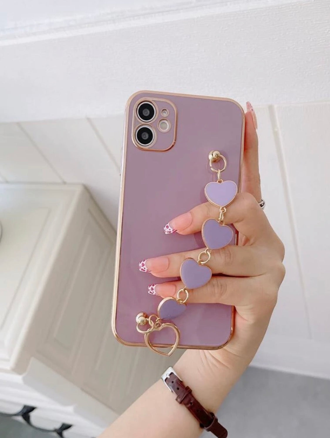 Purple & Gold Heart Phone Case