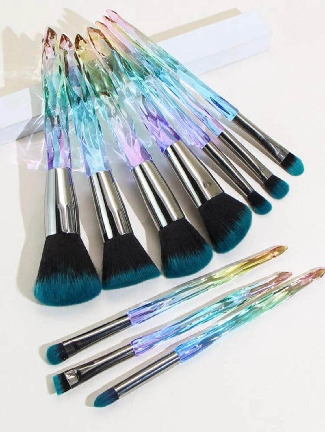 Custom Teal Colored Makeup Brush Set