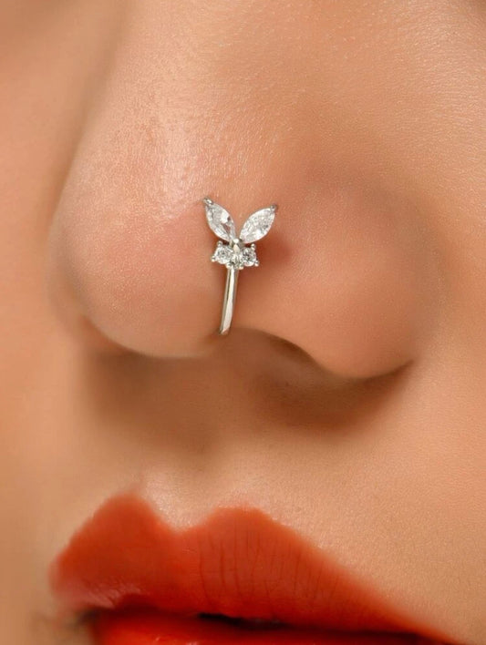 Butterfly Nose Clip Ring (Silver)