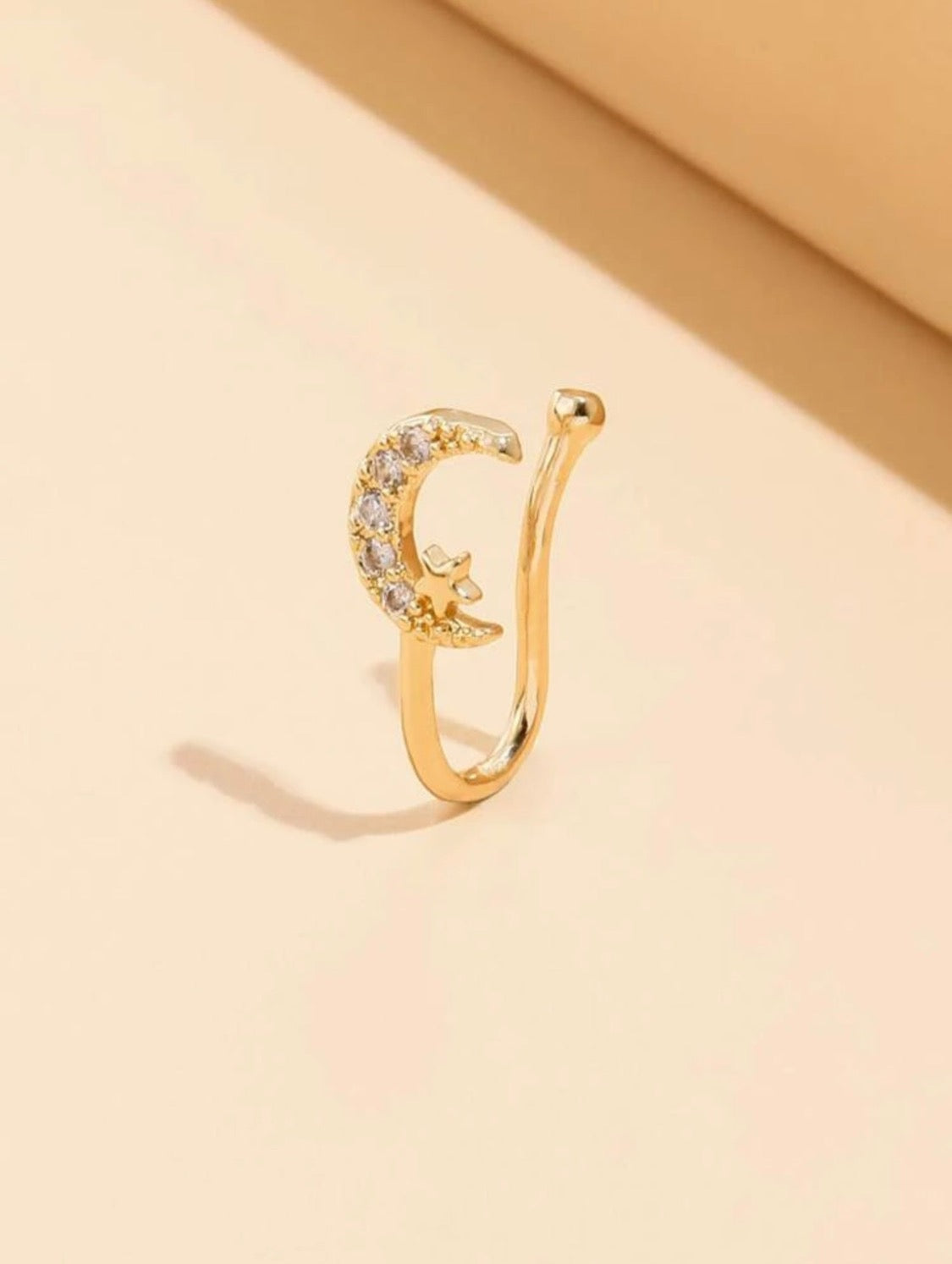 Studded To The Moon Nose Ring Clip