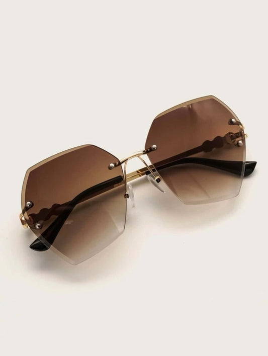 Rimless Geometric Sunglasses