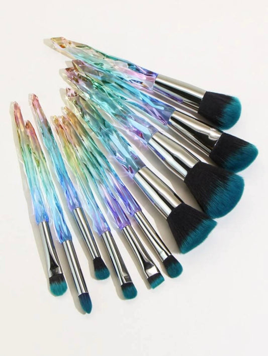 Custom Teal Colored Makeup Brush Set