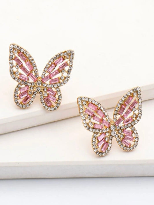 Butterfly Pink Earring Set