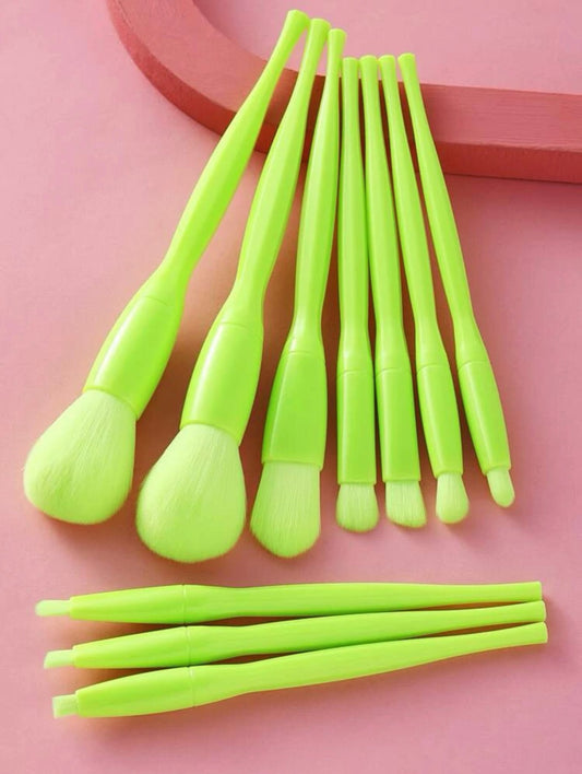 Custom Neon Green Makeup Brush Set