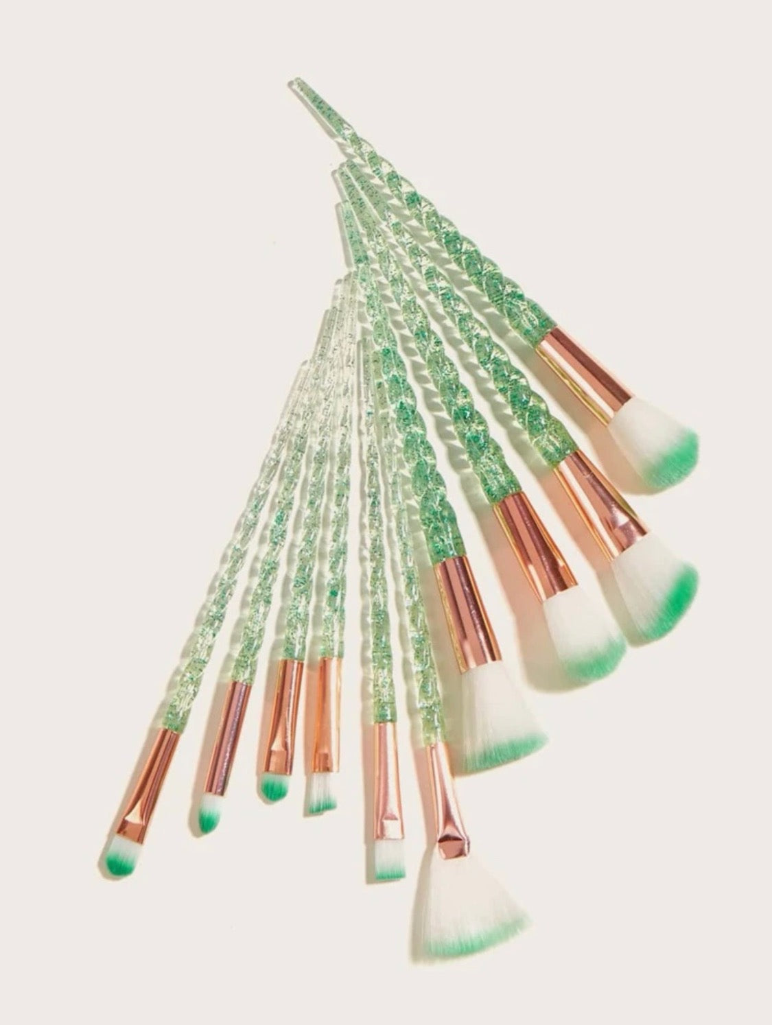 Custom Green Makeup Brush Set