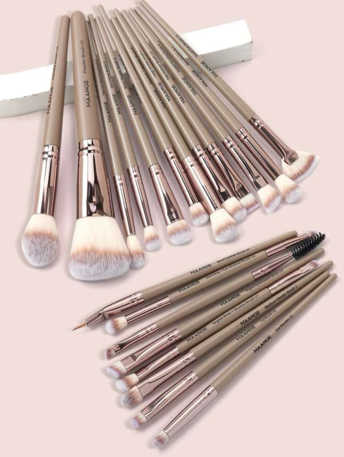 Custom Grey & Tan Makeup Brush Set