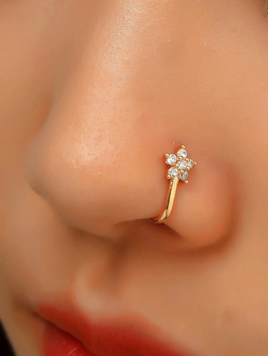 Studded Zircon Nose Ring Clip