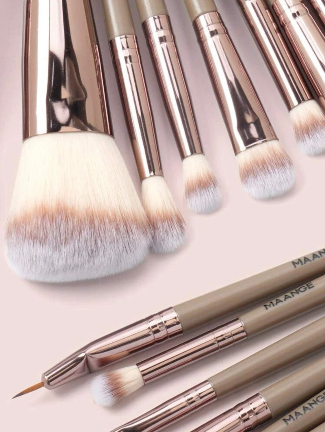 Custom Grey & Tan Makeup Brush Set