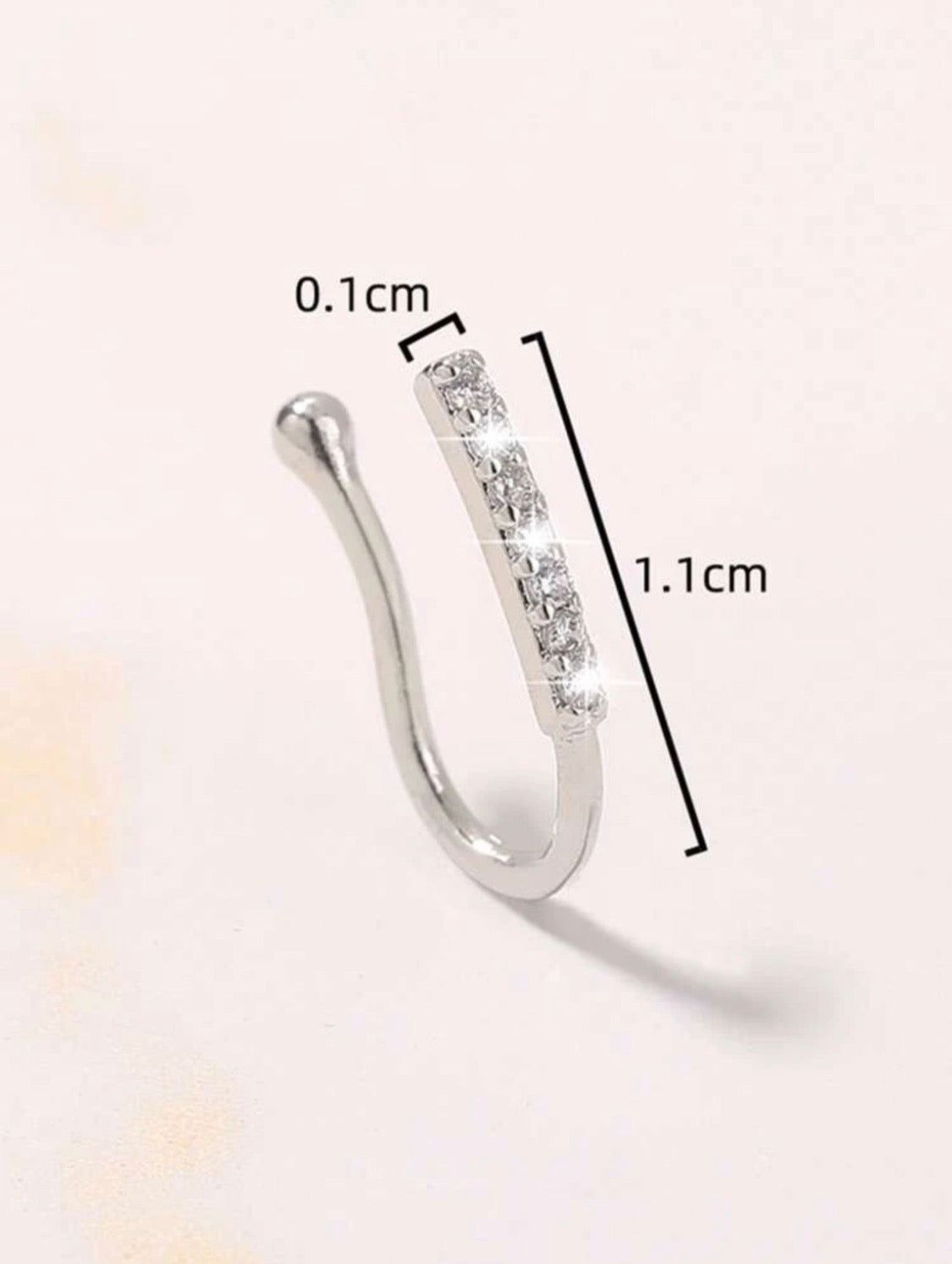 Studded Diamond Lined Nose Ring Clip