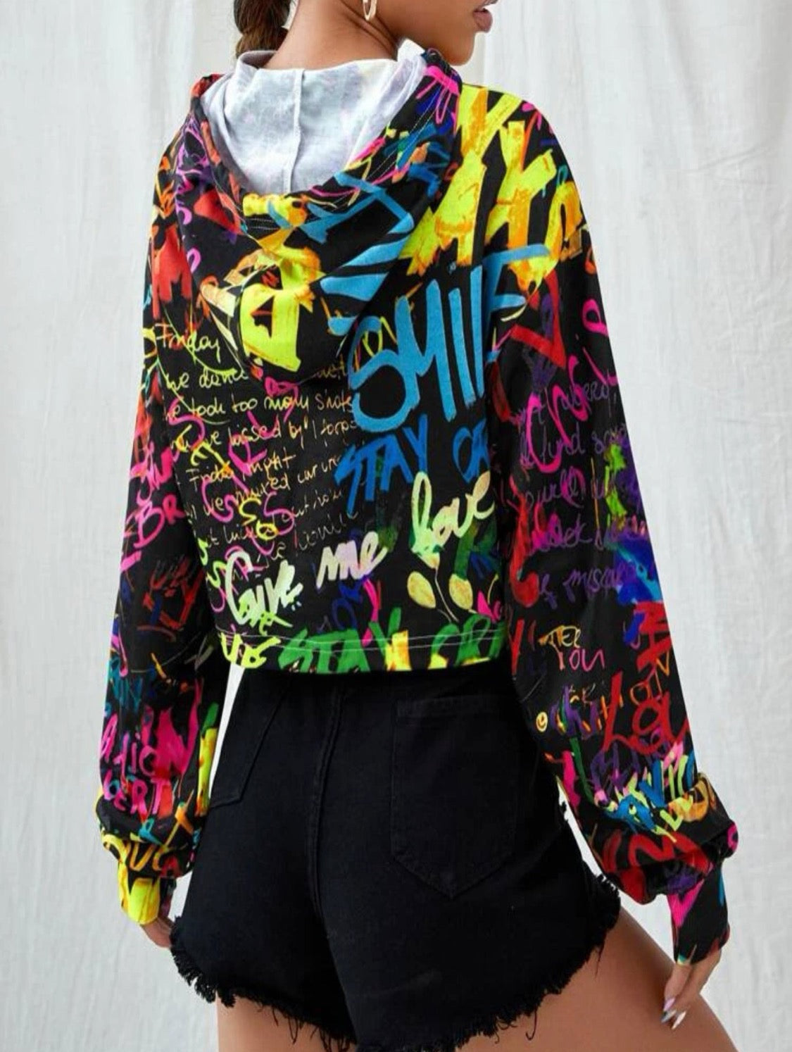 Graffiti Crop Top Hoodie