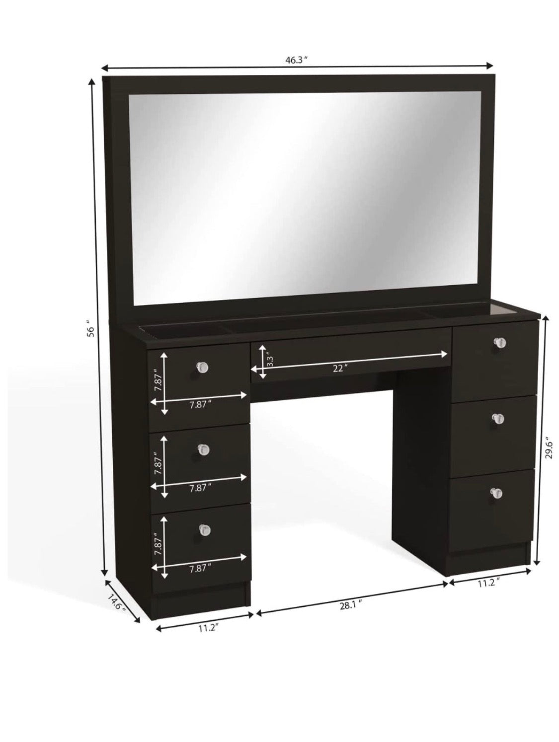 Glass Top Make Up Vanity