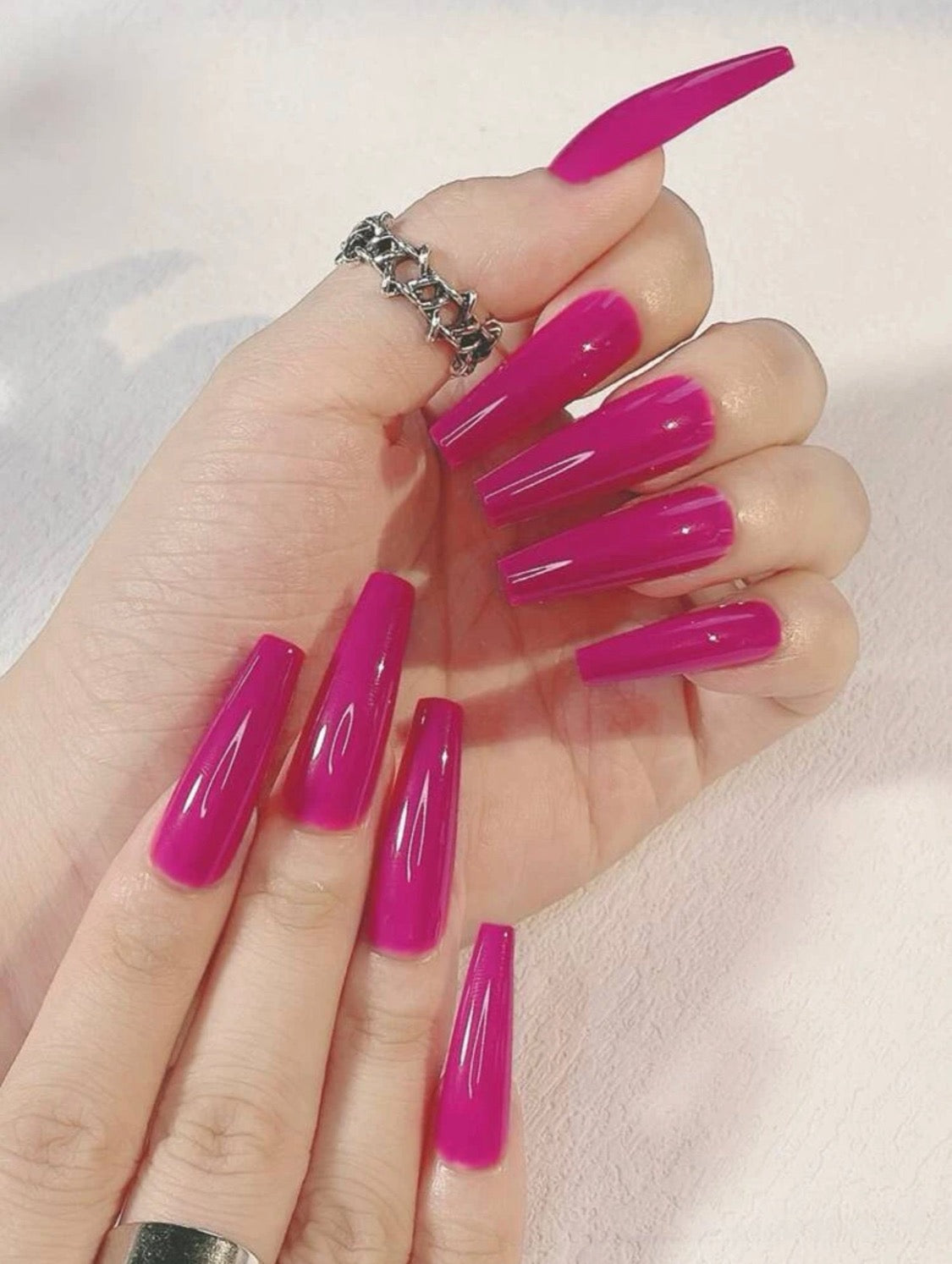 Fuchsia Pink Jelly Nails