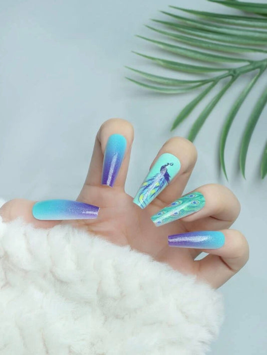 Peacock Ombré Nails